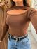 Blusa Marrom Ombro a Ombro Com Abertura Dadri 
