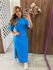 Vestido Azul Midi Comfort com Fenda Colcci 