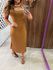 Vestido Midi Slim Fit Canelado Caramelo Colcci 