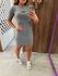 Vestido Curto Slim Fit Canelado Cinza Colcci Sport