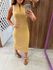 Vestido Bege Midi Slim Decote V Com Zíper Colcci 