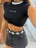 Cropped Slim Canelado Drapeado Frontal Preto Colcci Sport 
