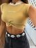 Cropped Slim Canelado Drapeado Frontal Bege Colcci Sport