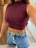Cropped Slim Gola Alta Sem Mangas Bordo Colcci CLC
