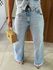 Calça Wide Leg Jeans Barra a Fio