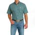 Camisa Cinch Masculina Estampa Azul Petroleo e Branco Geometrica Manga Curta - MTW1111464