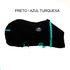 Capa de Frio Boots Horse Forrada Simples - Preto / Azul Turquesa 