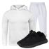 Kit Conjunto Moletom Masculino Branco + Tênis Masculino Sport Yzi Preto - Lorenzzo Lopez