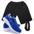 Kit Bermuda Moletom Masculina + Tenis Masculino Conforto + Relógio Digital [Preto/Azul] 