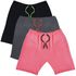 KIT 3 Bermudas Moletom Masculina Corrida Color Conforto - Preto/Grafite/Rosa 