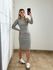 Vestido Ribana Manga Longa Cinza