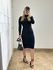 Vestido Ribana Manga Longa Preto