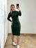 Vestido Ribana Manga Longa Verde Militar
