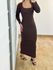 Vestido Longo Ribana Marrom Café