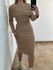 Vestido Ribana Midi Ombro A Ombro Nude
