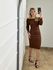 Vestido Ribana Midi Ombro a Ombro Marrom