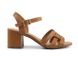 Sandalia Salto Bloco Couro Tiras Camel Ref 09991.09962