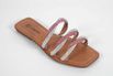 Rasteira Feminina Tres tiras Rosa Cristal Ref. 09401.09941