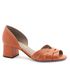 Peep Toe Média Couro Fruges Coral