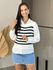 Conjunto Lua listrado branco