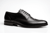 Sapato Social Trento - Derby em couro Preto- Sola de couro 
