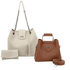 Kit Bolsa Saco Corrente Grande Marfim + Bolsa Pequena Tiracolo Chloe Caramelo