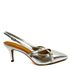 Slingback Prata em Couro Salto Fino 