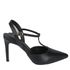 Scarpin Preto Salto Fino em Couro Fivela Ajustável