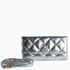 Bolsa Clutch 3 em 1 Prata Couro com Alça Tiracolo/Pochete
