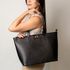 Bolsa Shopping Preta Couro Grande Aline