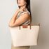 Bolsa Shopping Off White/Caramelo Couro Grande Aline