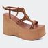 Sandália Flatform Yara Camel Santa Moça