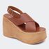 Sandália Flatform Amélia Camel Santa Moça 
