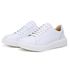 Tênis de Amarrar Couro Liso Branco Sola Alta Branca Clean