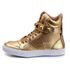 Tênis Sneaker Feminino Couro Legitimo Dourado Calçado Fitness
