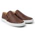 Sapatênis Slip On Tresse Couro Café Sola Branca Forro de Couro