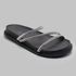 Sandália Rasteira Feminina Preto BK01 Flat Tiras Brilhante 2489