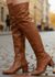 Bota Over The Knee Lirom Cano Super Longo Caramelo Napa Lisa