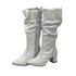 Botas Femininas Slouth Lirom Cano Enrugado Cano Alto Em Couro Legitimo Branco