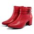 Bota Feminina Social Lirom Cano Curto Fivela Vermelha