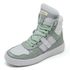 Tenis Feminino Sneakers Lirom Fitness Couro Verde E Branco
