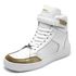 Tenis Feminino Sneakers Lirom Fit Em Couro Branco/Dourado