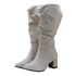 Botas Femininas Slouthy Lirom Cano Alto Enrugado Salto Grosso Bico Fino