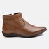 Bota Feminina Cano Curto Flat Cecília Em Couro Caramelo 