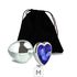 Plug de Metal M Com Pedra Formato de Coração 7cm (5849) - Pedra Azul