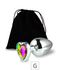 Plug de Metal G Com Pedra Formato de Coração 8cm SI (5850). - Pedra Fruta Cor