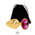Plug de Metal M Dourado Com Strass SI (7053) - Pedra Pink