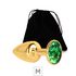 Plug de Metal M Dourado Com Strass SI (7053) - Pedra Verde
