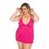 *Camisola Dantele Fechada Plus Size (PS2059). - Rosa