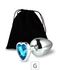 Plug de Metal G Com Pedra Formato de Coração 8cm SI (5850). - Pedra Azul Céu